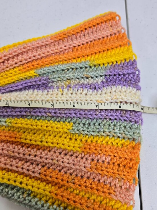Handmade Crochet Slouchy Beanie, Colorful Patchwork Knit Hat main image 4